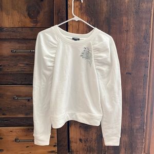 Express puff sleeve appliqué sweatshirt